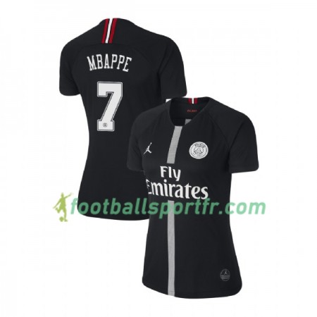 Tenue Paris Saint Germain Mbappe 7 Jordan Noir Féminine Troisième 2018-2019 Maillot de Foot